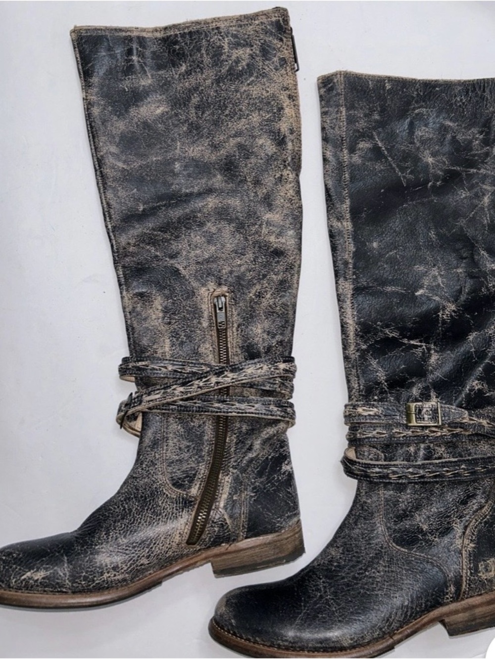 Bed Stu Distressed Cobbler Over-the-Knee Leather Boots